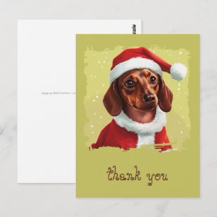 Postal Dachshund Con El Equipo De Santa Claus - Navidades