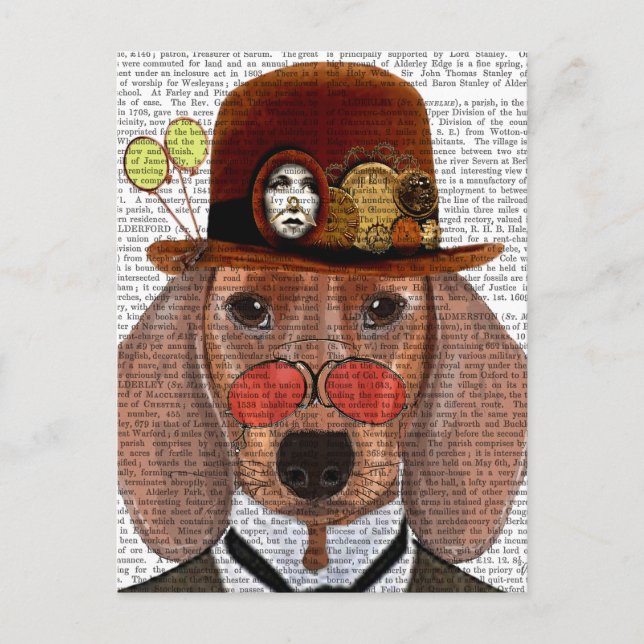 Postal Dachshund con el Gorra Steampunk Bowler (Anverso)