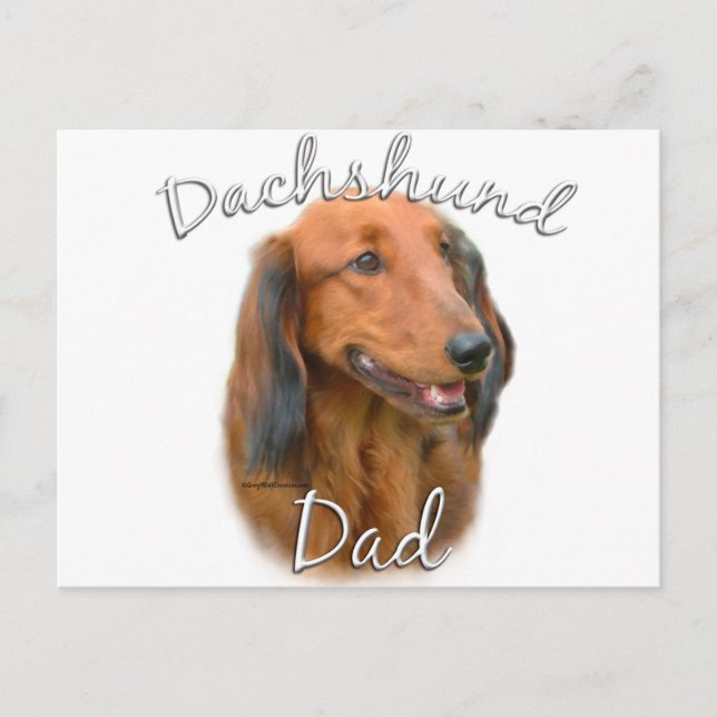 Postal Dachshund (de cabello largo) papá 2 (Anverso)