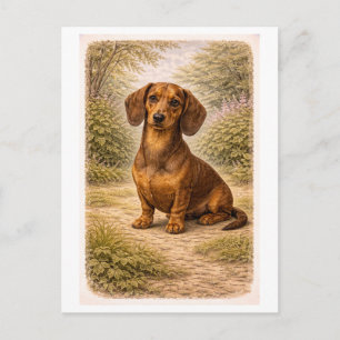 Postal Dachshund de estilo vintage