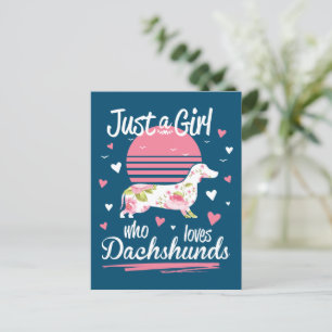 Postal Dachshund Design, sólo un Chica que ama a Dachshun