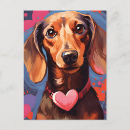 Postal Dachshund Día de San Valentín