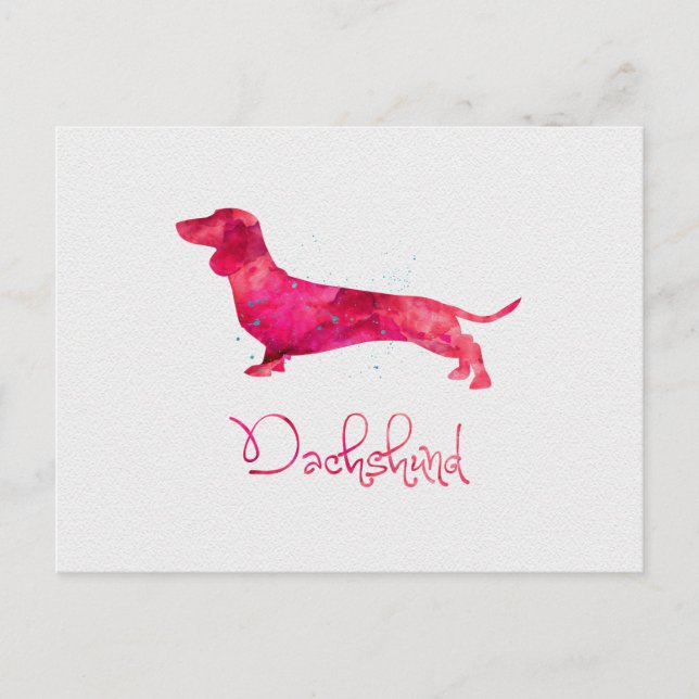 Postal Dachshund - Diseño acuarela (Anverso)