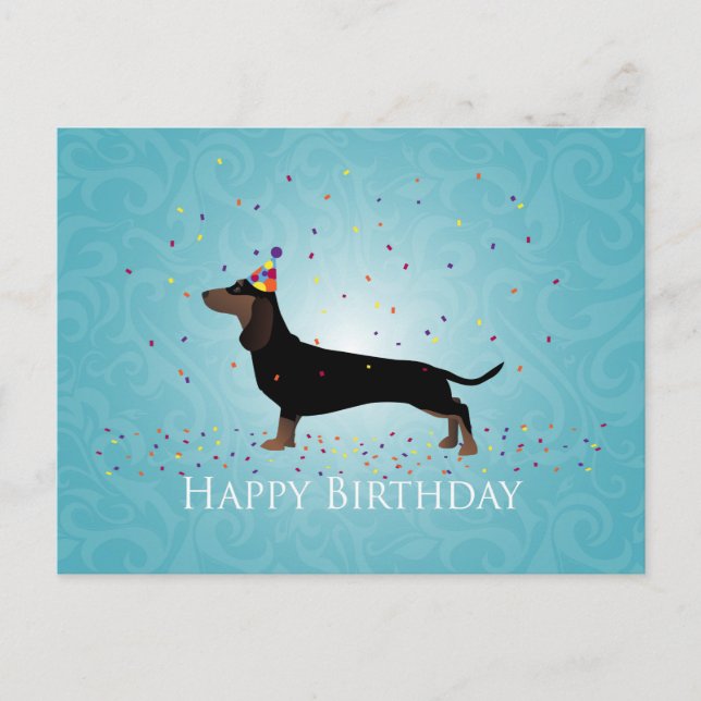 Postal Dachshund Feliz cumpleaños (Anverso)