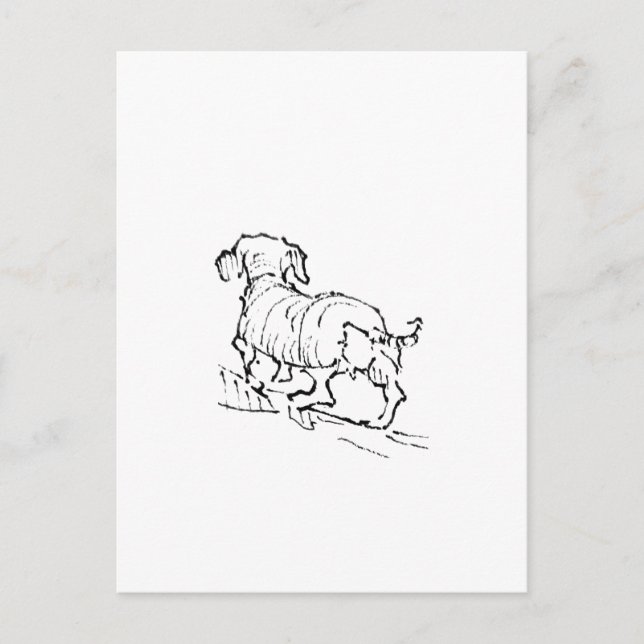 Postal Dachshund Feliz – Ilustración de Perro Salchicha (Anverso)