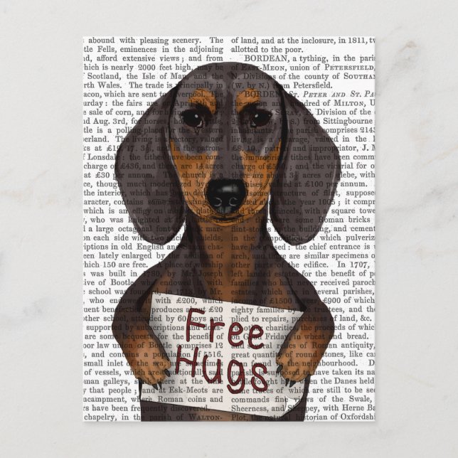 Postal Dachshund Free Hugs (Anverso)