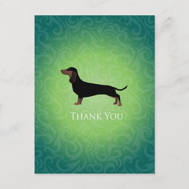 Postal Dachshund Gracias Diseño (Anverso)
