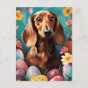 Postal Dachshund Happy Easter