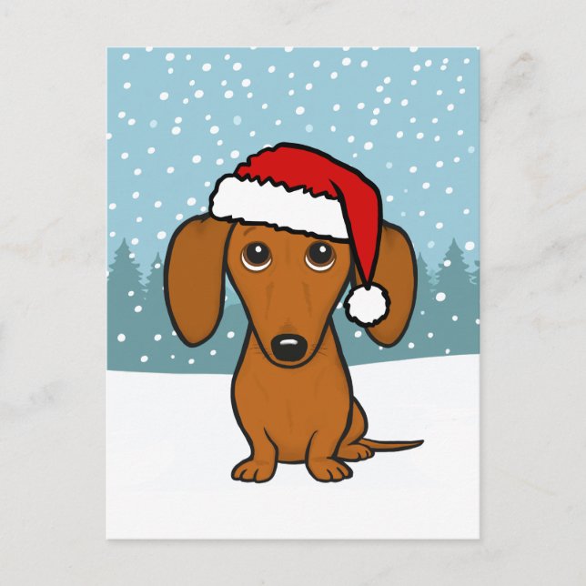 Postal Dachshund Holiday Cute Mascota Wiener Dog Personal (Anverso)