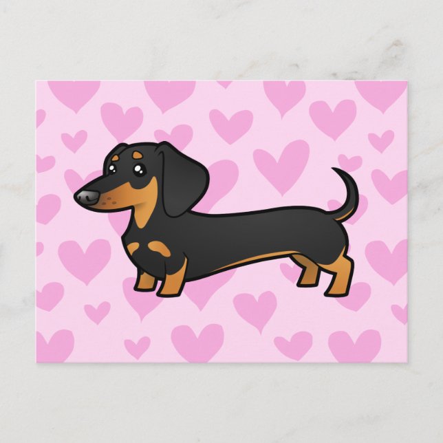 Postal Dachshund Love (abrigo suave) (Anverso)
