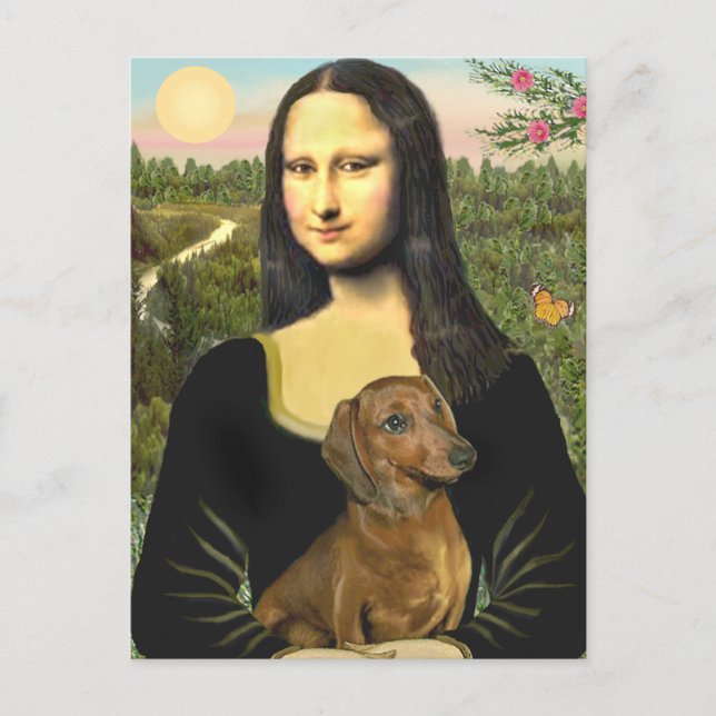 Postal Dachshund (marrón1) - Mona Lisa (Anverso)