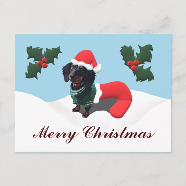 Postal Dachshund Merry Christmas (Anverso)