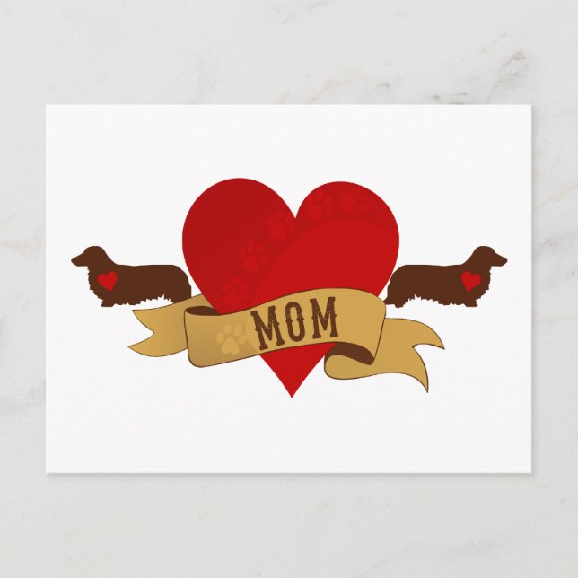 Postal Dachshund Mom [estilo Tattoo] (Anverso)