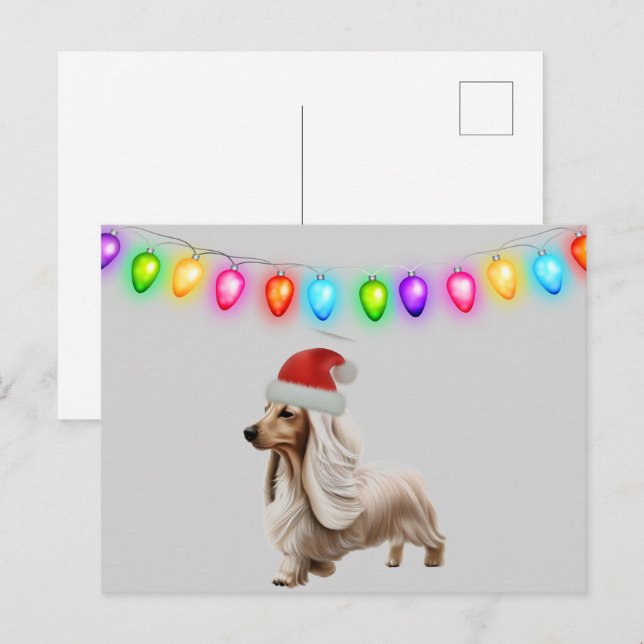 Postal Dachshund, Navidades de Cream Inglés (Anverso / Reverso)