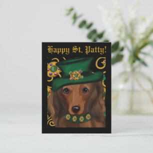Postal Dachshund pelirrojo de pelo largo  