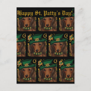 Postal Dachshund pelirrojo de pelo largo      