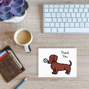 Postal Dachshund Pelirrojo de Pelo Liso Minúscula Flor Gr