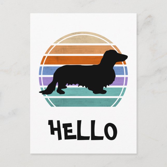 Postal Dachshund Pelo Largo - Silueta 1 (Anverso)