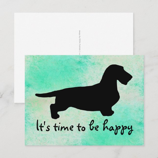 Postal Dachshund Pelo Rudo - Silueta 1 (Anverso / Reverso)