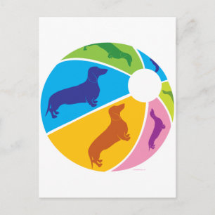 Postal Dachshund Pelota de Playa Divertida