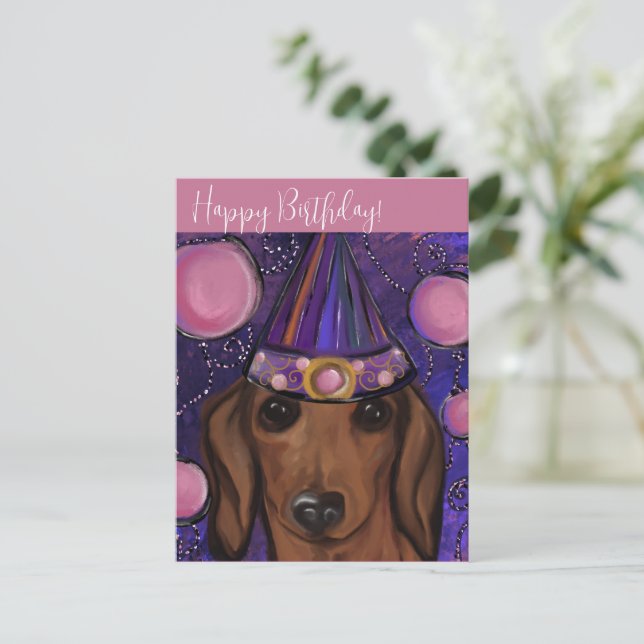 Postal Dachshund Rojo         (Anverso de pie)