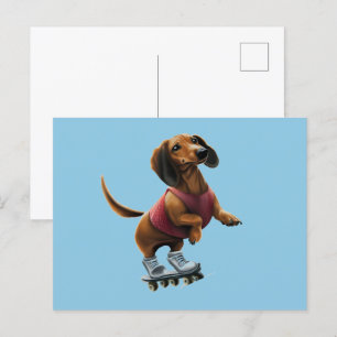 Postal Dachshund Skateboarding