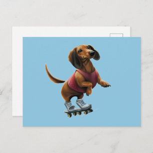 Postal Dachshund Skateboarding