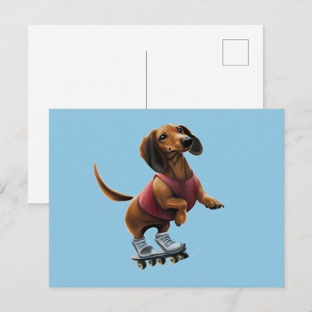 Postal Dachshund Skateboarding (Anverso / Reverso)