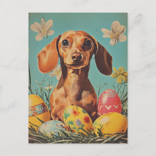 Postal Dachshund Vintage Easter