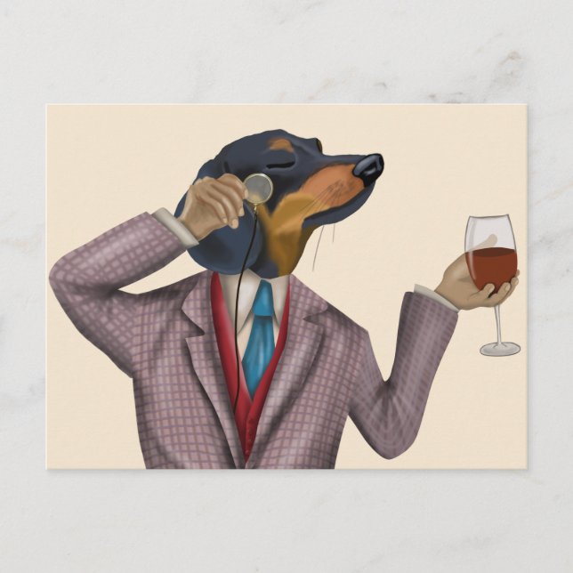 Postal Dachshund Wine Snob (Anverso)