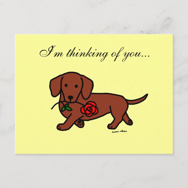 Postal Dachshund y un personalizado de flores (Anverso)