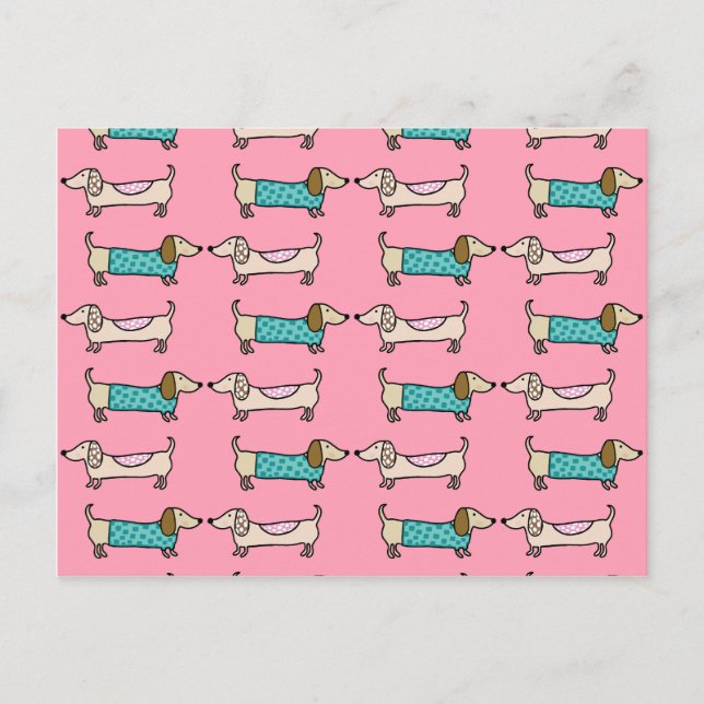 Postal Dachshunds en amor rosa (Anverso)