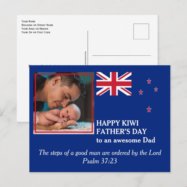 Postal DAD Nueva Zelanda en el Día del Padre (Anverso / Reverso)
