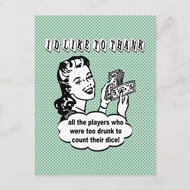 Postal Dados divertidos - Me gustaría agradecerles (Anverso)