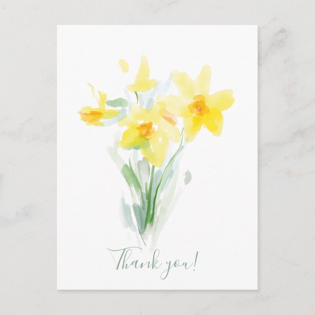Postal Daffodil Amarillo / Personalizado/ Gracias (Anverso)