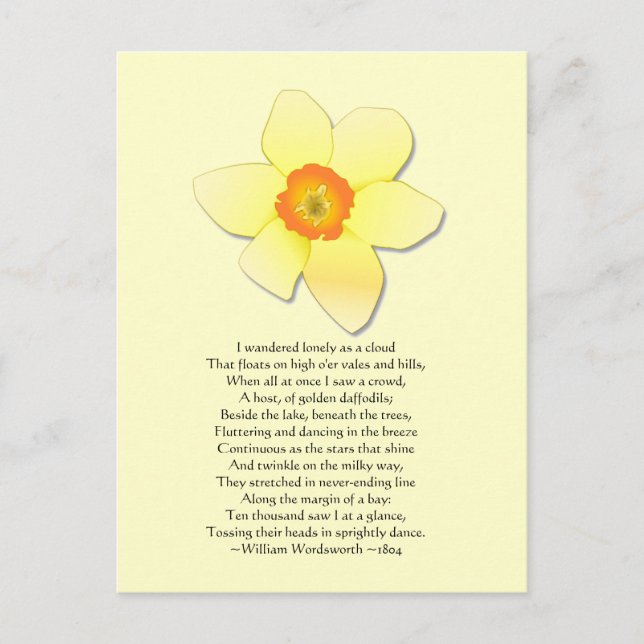 Postal Daffodil ~ Poema de Wordsworth (Anverso)