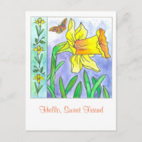 Daffodil Watercolor Flor Hola Amigo Dulce