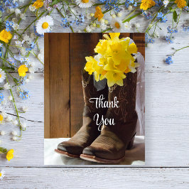 Postal Daffodils Cowboy Boots Boda Occidental Gracias