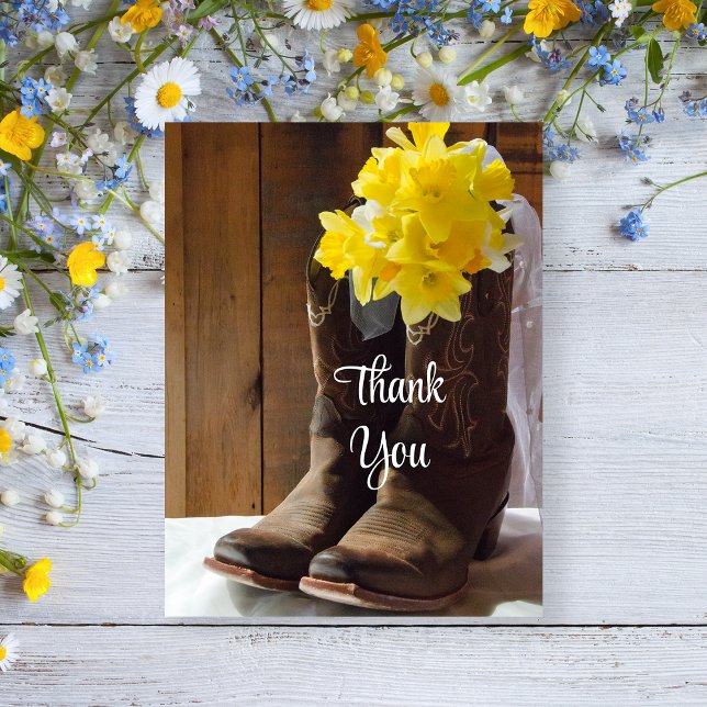 Postal Daffodils Cowboy Boots Boda Occidental Gracias (Subido por el creador)