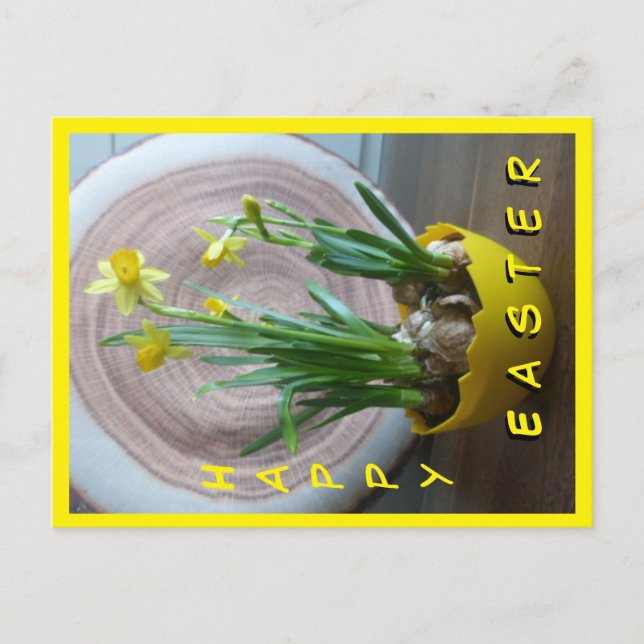 Postal Daffodils Happy Easter Vertical Postcard (Anverso)