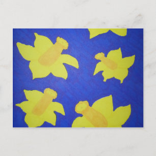 Postal Daffodils Pop Art Blue