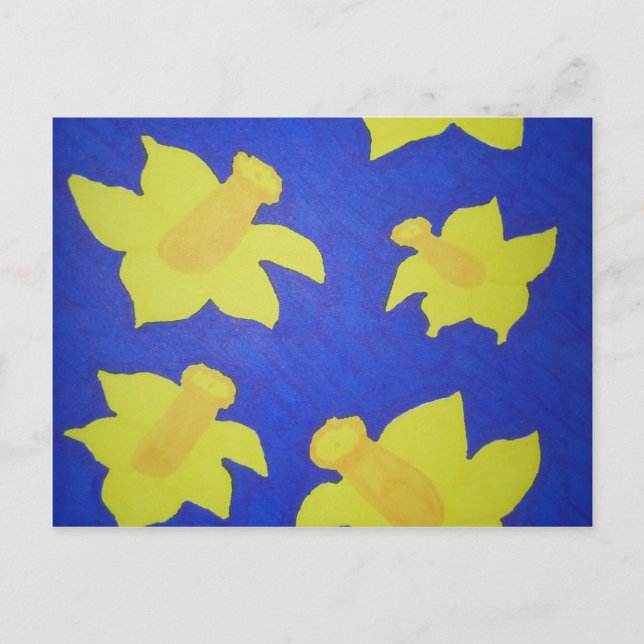 Postal Daffodils Pop Art Blue (Anverso)