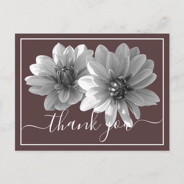 Postal Dahlia Brown Background Gracias (Anverso)