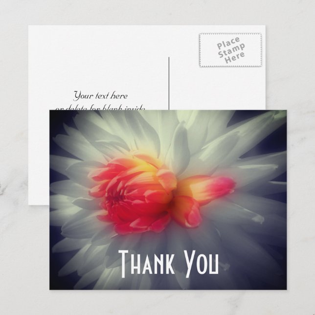 Postal Dahlia Flor Color parcial Gracias (Anverso / Reverso)