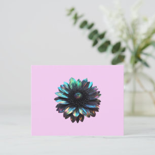 Postal Dahlia negra iridiscente holográfica