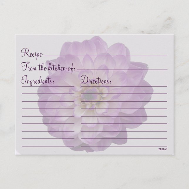 Postal Dahlia Purple Lilac Floral Bridal Shower (Anverso)
