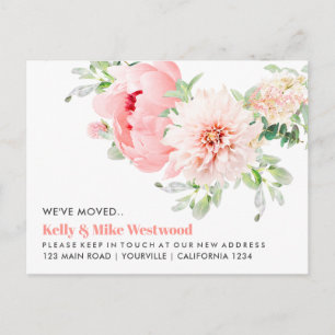Postal Dahlia rosa Hemos movido nueva dirección Nueva cas