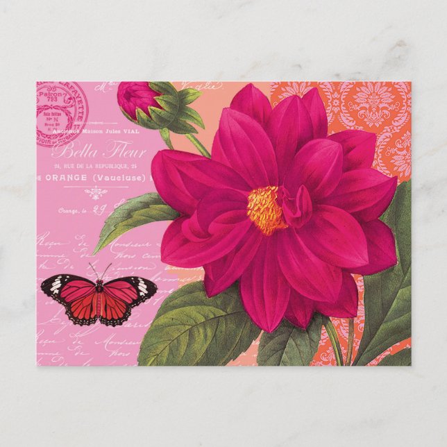 Postal dahlia vintage moderna (Anverso)