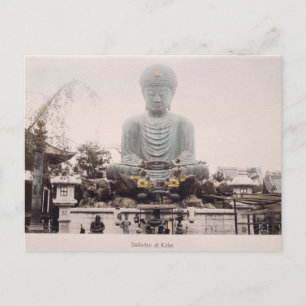Postal Daibutsu en Kobe, c.1880 (albumen coloreado a mano