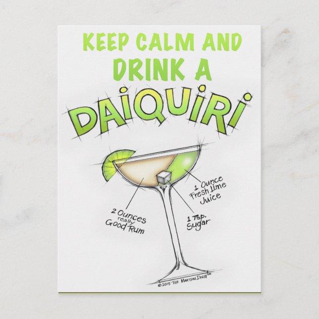 POSTAL DAIQUIRI RECIPE COCKTAIL ART (Anverso)